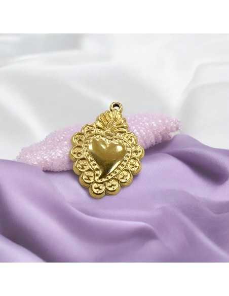 Ciondolo cuore sacro in acciaio inossidabile 23x31 mm 1pz colori vari Gioie d'Oriente