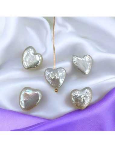 Perle di Fiume sfuse a forma di Cuore con foro passante 12mm 1pz | GDO