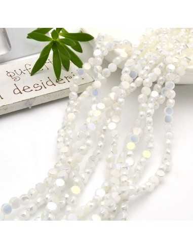 Cristalli sfaccettati a forma Rotonda piatta Bianco AB 4mm 145pz | GDO
