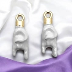 Ciondolo Mano a Corna smaltato in ottone dorato 7x22mm 1pz | GDO 2