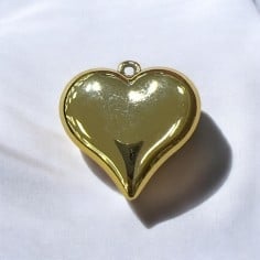 Ciondolo cuore bombato in Argentone dorato 45 mm 1pz Gioie d'Oriente