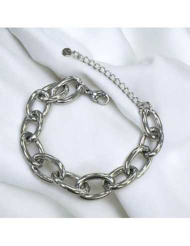 Bracciale Base Acciaio  maglia ovale con prolunga 17+5cm Regolabile GDO