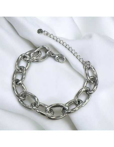 Bracciale Base Acciaio  maglia ovale con prolunga 17+5cm Regolabile GDO