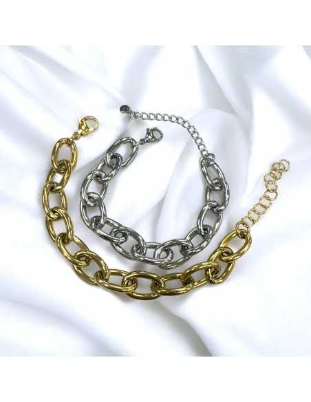 Bracciale Base Acciaio  maglia ovale con prolunga 17+5cm Regolabile GDO