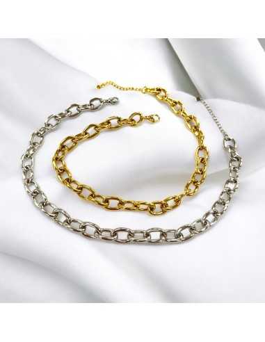 Collana Base Acciaio maglia ovale con prolunga 41+5cm Regolabile GDO