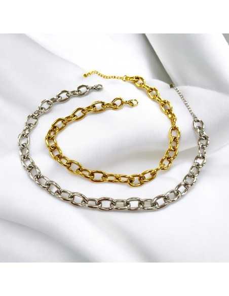 Collana Base Acciaio maglia ovale con prolunga 41+5cm Regolabile GDO
