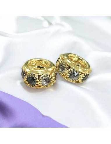 Distanziatore con Strass in ottone Oro 5x10mm con foro 5mm 3pz | GDO