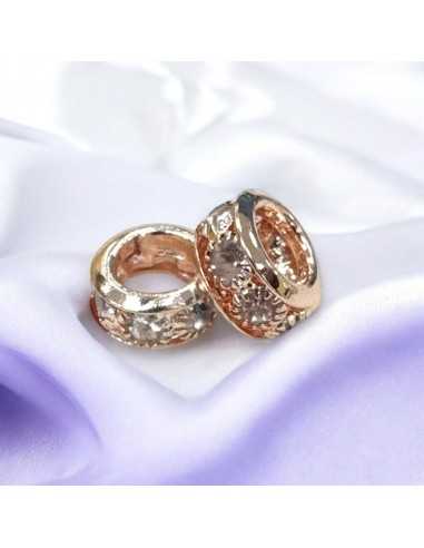 Distanziatore con Strass in ottone Oro rosa 5x10mm con foro 6mm 3pz | GDO