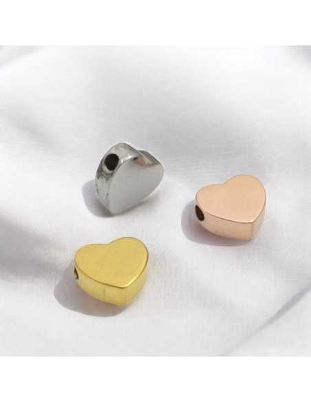 Distanziatore cuore piatto acciaio 7 x 8 mm foro 1.8 mm 1pz Gioie d'Oriente