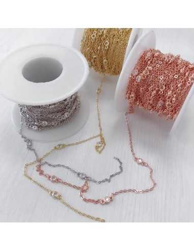 Catene con zirconi 4mm saldati ogni 5cm anelle in ottone lunghezza 50cm | GDO