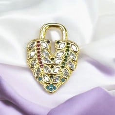 Ciondolo lucchetto in ottone oro con zirconi 17x23.5mm 1pz Gioie d'Oriente 2
