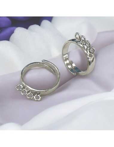 Base anello regolabile argento 925 con 4 anelle 4 mm GDO