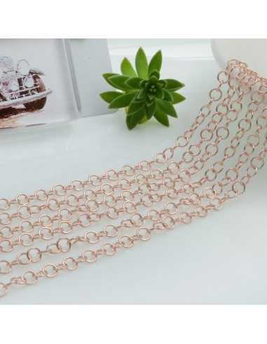 Catena in Argento 925% Oro rosa con Anelle tonde lisce saldate 3.3mm | GDO