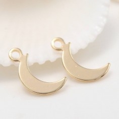 Ciondoli luna in ottone oro 18K 6x13mm 2pz Gioie d'Oriente
