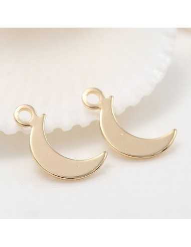 Ciondoli luna in ottone oro 18K 6x13mm 2pz Gioie d'Oriente
