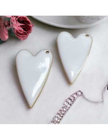 Ciondolo cuore smaltato in acciaio oro 17x30mm, vari colori 1pz Gioie d'Oriente