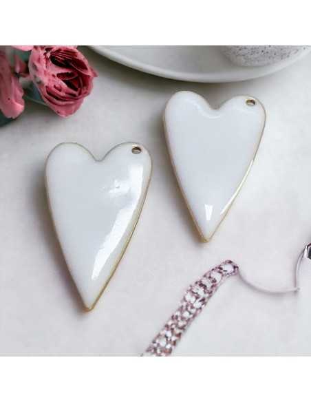 Ciondolo cuore smaltato in acciaio oro 17x30mm, vari colori 1pz Gioie d'Oriente