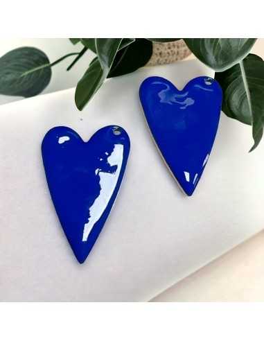 Ciondolo cuore smaltato in acciaio oro 17x30mm, vari colori 1pz Gioie d'Oriente