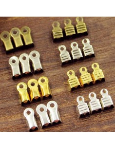 Capicorda Terminali per Filo Alcantara Oro e Argento 4 x 8 mm 40pz Gioie d'Oriente 2