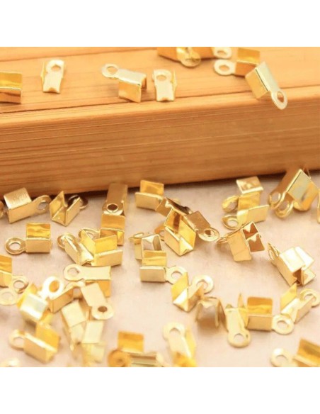 Capicorda Terminali per Filo Alcantara Oro e Argento 4 x 8 mm 40pz Gioie d'Oriente