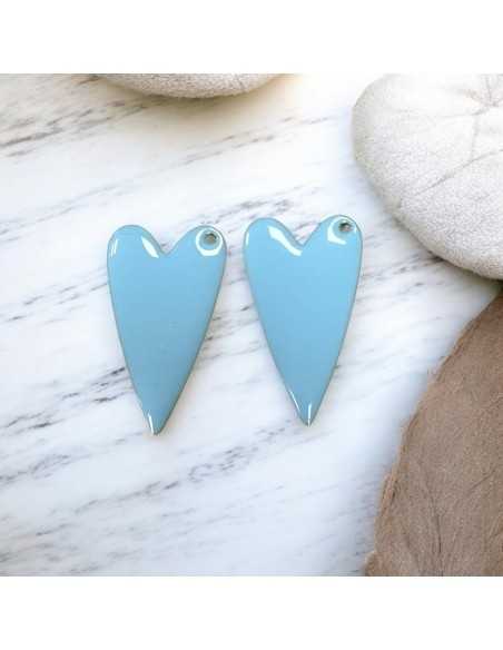 Ciondolo cuore smaltato in acciaio oro 17x30mm, vari colori 1pz Gioie d'Oriente