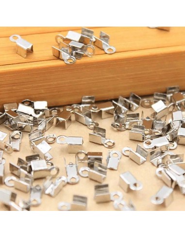 Capicorda Terminali per Filo Alcantara Oro e Argento 4 x 8 mm 40pz Gioie d'Oriente