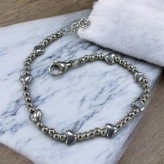 Kit bracciale con cuori ematite oro/argento/rodio e palline acciaio 3mm | GDO 2