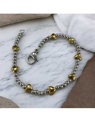 Kit bracciale con cuori ematite oro/argento/rodio e palline acciaio 3mm | GDO