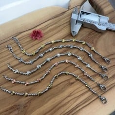 Kit bracciale con cuori ematite oro/argento/rodio e palline acciaio 3mm | GDO