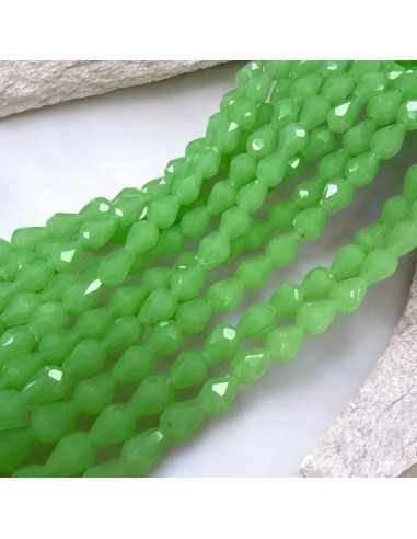 Filo di gocce briolette sfaccettate 6x7.5mm cristalli cinesi col verde chiaro 72pz| GDO