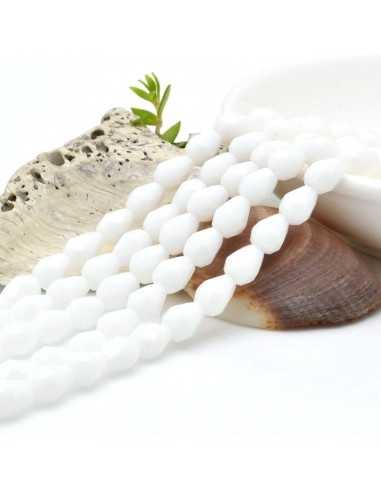 Goccia Cristallo Sfaccettato Briolette Bianco 6x7.5mm Filo da 72pz | GDO