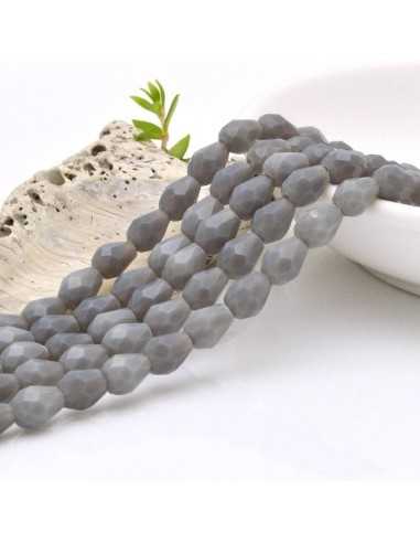 Goccia Cristallo Sfaccettato Briolette col grigio  6x7.5mm Filo da 72pz