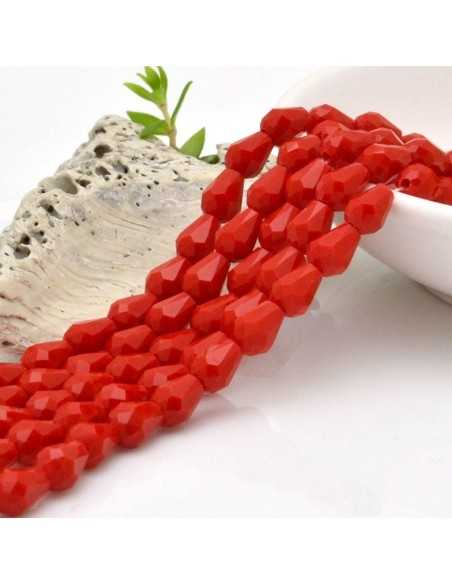 Goccia Cristallo Sfaccettato Briolette col rosso 6x7.5mm Filo da 72pz| GDO