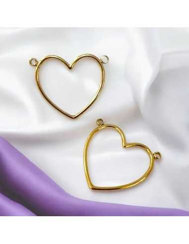 Connettore cuore vuoto in acciaio inossidabile 24x25 mm 1pz Gioie d'Oriente