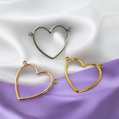 Connettore cuore vuoto in acciaio inossidabile 24x25 mm 1pz Gioie d'Oriente