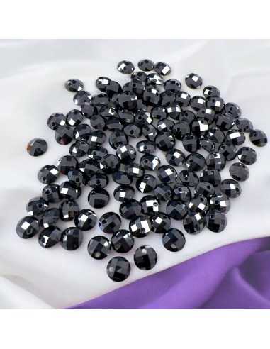 Ciondoli in zircone nero tondi sfaccettati foro alto 4 e 6 mm Gioie d'Oriente