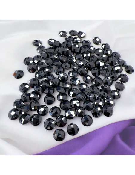 Ciondoli in zircone nero tondi sfaccettati foro alto 4 e 6 mm Gioie d'Oriente