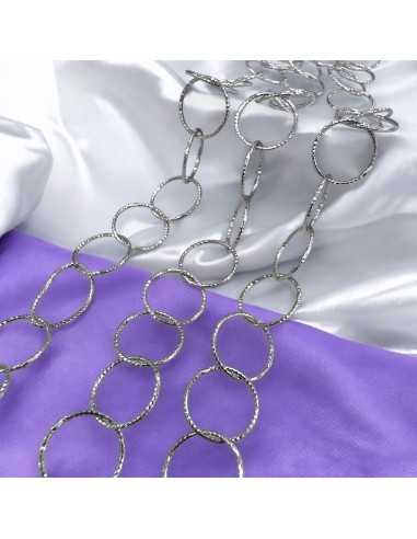 Catena con Anelle tonde diamantate 12mm in Argento 925% | GDO