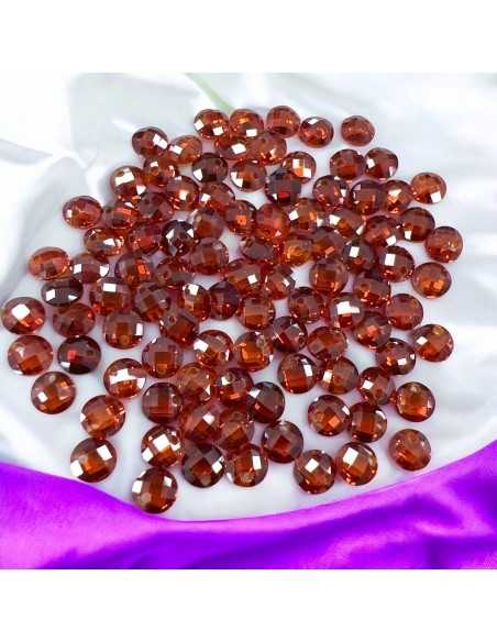 Ciondoli zircone tondo sfaccettato granato foro alto 4 mm 100pz Gioie d'Oriente