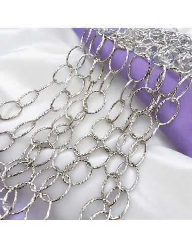 Catena con Anelle ovali diamantate 10x8mm in Argento 925% | GDO