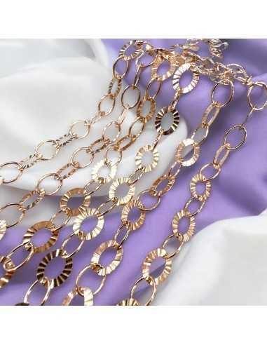 Catena con Anelle ovali piatte lavorate 7x8mm in Argento 925% Oro rosa  | GDO