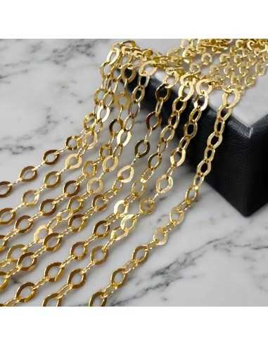 Catena con Anelle ovali piatte 3.5x4.5mm in Argento 925% Oro 10cm | GDO