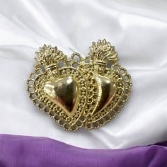 Ciondolo doppio Sacro Cuore in zama 33x38 mm 1pz colori vari Gioie d'Oriente 2