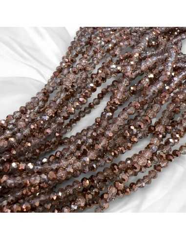 Mezzi Cristalli Rame Scuro e Trasparente Rondelle 2x3mm Sfaccettati | GDO
