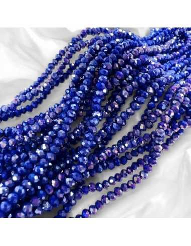Filo di Mezzi Cristalli Blu AB Rondelle 2x3mm Sfaccettati Briolette 200pz | GDO