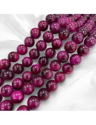 Pietre dure Occhio di tigre Fucsia liscio 8mm 46pz | GDO