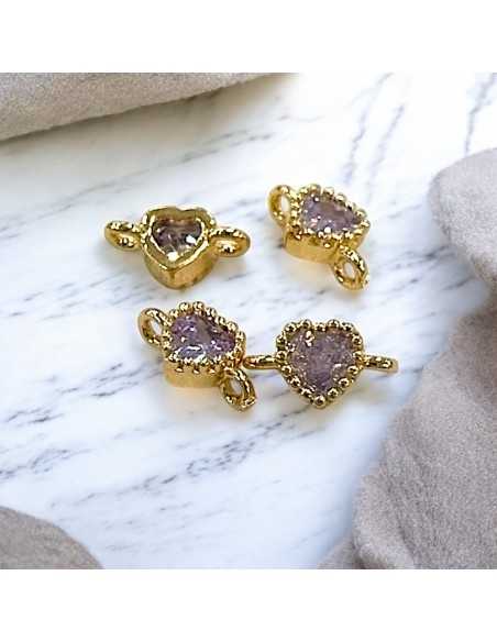 Connettore punto luce cuore placcato oro 5x9mm 1pz Gioie d'Oriente