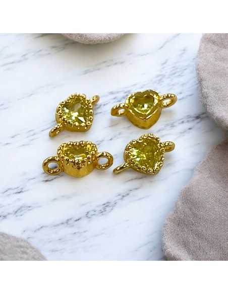 Connettore punto luce cuore placcato oro 5x9mm 1pz Gioie d'Oriente