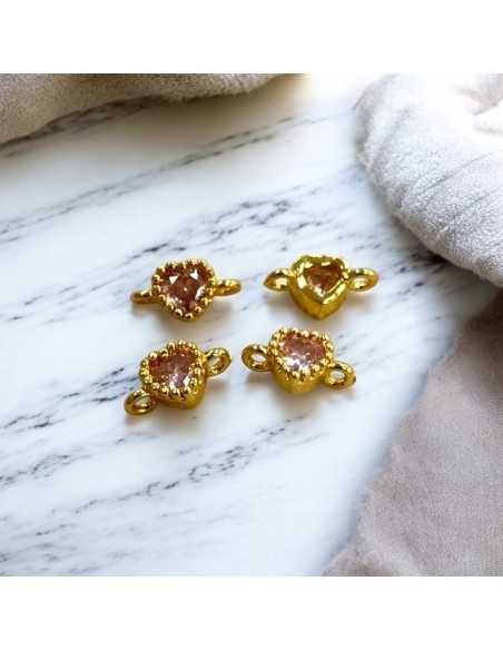 Connettore punto luce cuore placcato oro 5x9mm 1pz Gioie d'Oriente