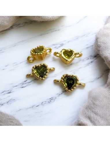 Connettore punto luce cuore placcato oro 5x9mm 1pz Gioie d'Oriente